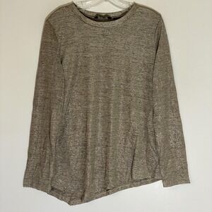 Lifestyle Shirt Womens Medium Beige Crew Neck Long Sleeve Stretch Jersey Top